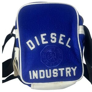 Diesel Industry Blue Wool Blend Crossbody Bag Messenger Style